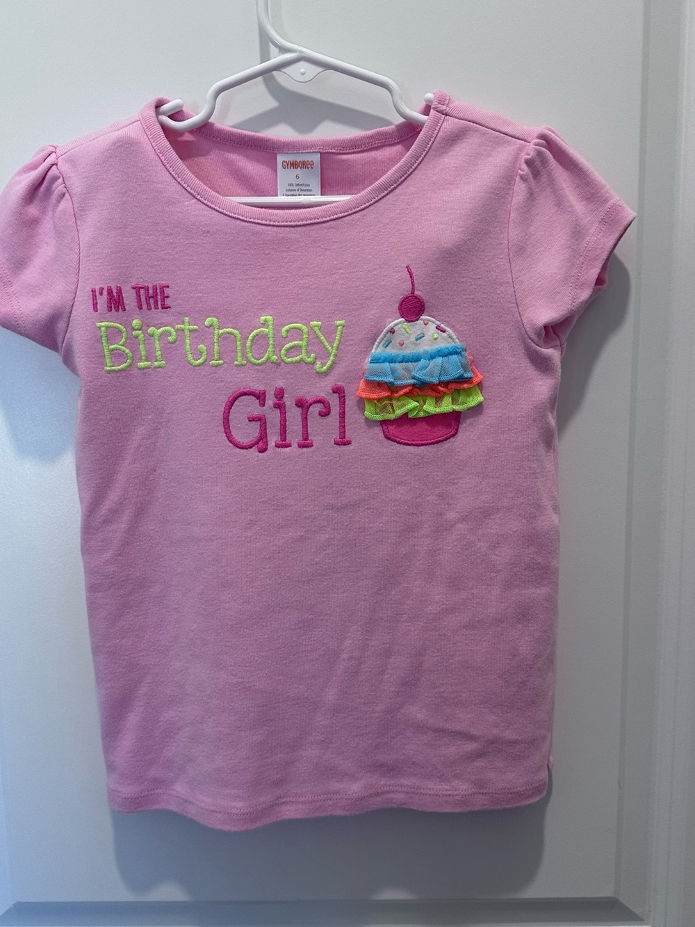 Gymboree Pink "I'm the Birthday Girl" Tee with Cupcake Applique